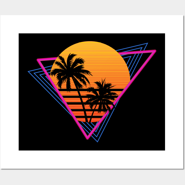 Retro Synthwave Inspired 80s Triangle Design Wall Art by Brobocop